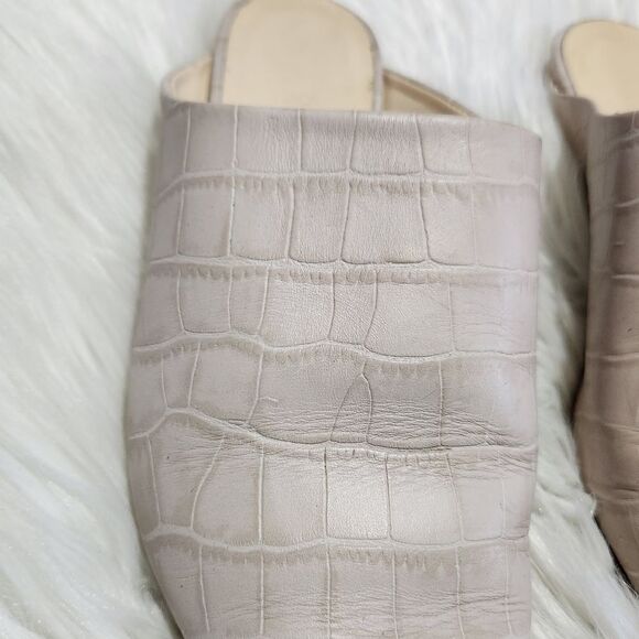 Arno Italian Pale Pink Croc Leather Mules Flat 7.5 - Picture 2 of 7